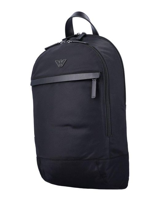 Emporio Armani Blue Logo Plaque Zip-Up Backpack for men