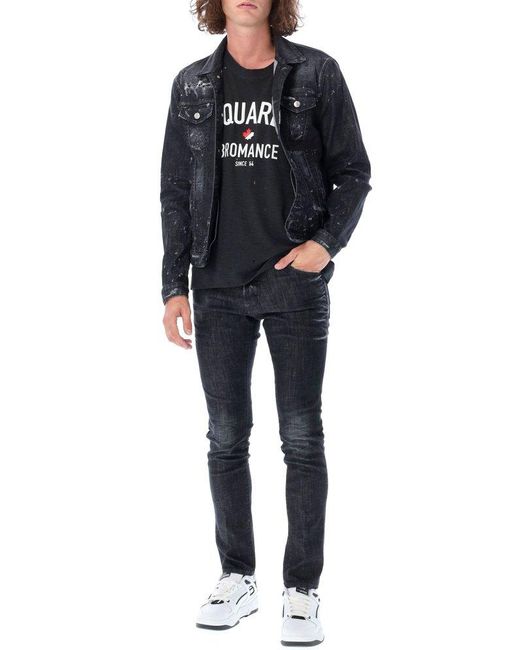 Mens black clearance denim jacket distressed