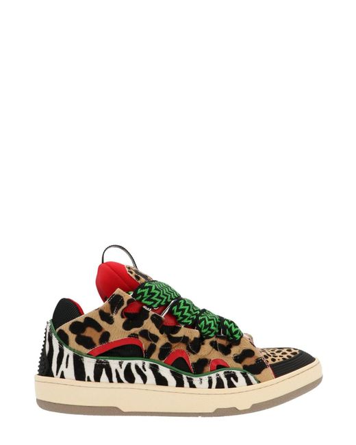 Lanvin Green Curb Leopard Printed Sneakers for men