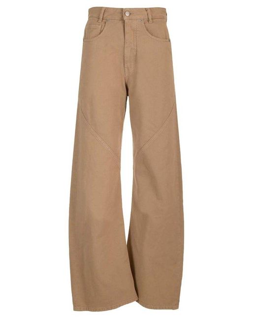 MM6 by Maison Martin Margiela Natural Trousers In Cotton Twill