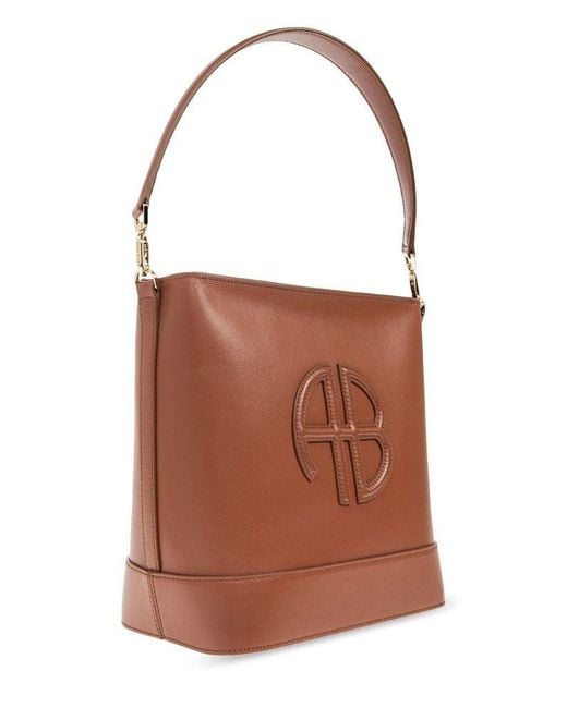 Anine Bing Brown Lili Logo Patch Shoulder Bag