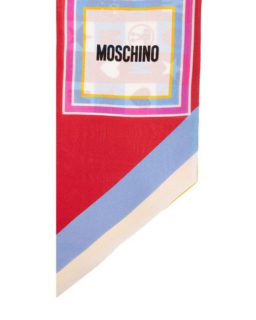 Moschino Red Printed Scarf,