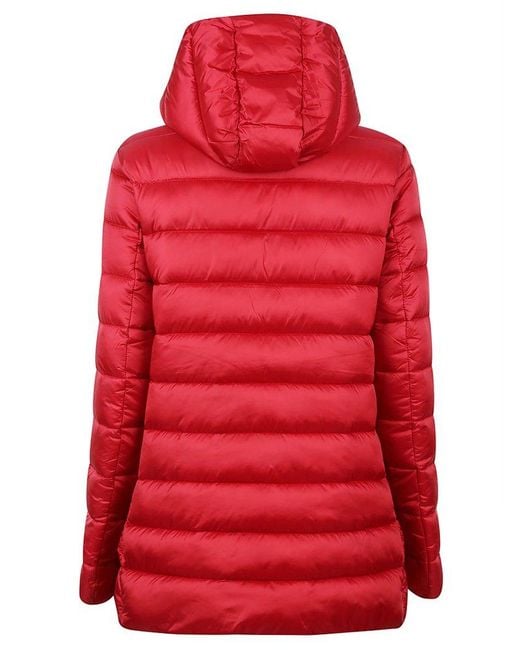 Save The Duck Red Hooded Quilted Coat