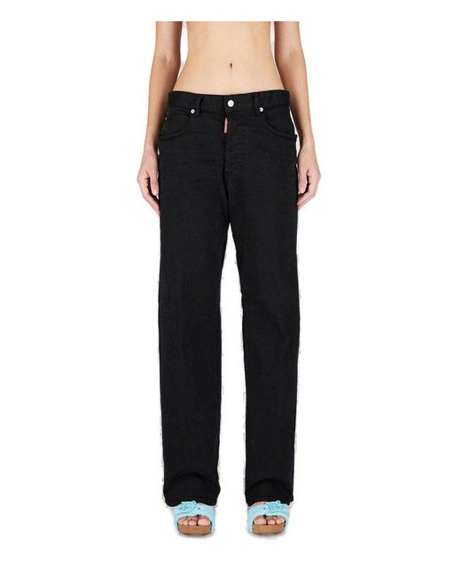 DSquared² Black High Waisted Straight Leg Jeans