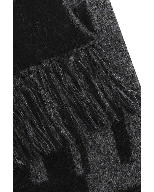 Saint Laurent Black Printed Wool Blend Scarf
