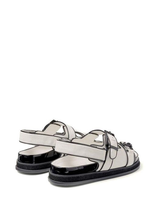 Jimmy Choo White Elyn Flat Linen And Leather Sandals