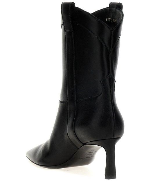 Sergio Rossi Black Guadalupe Pointed Toe Ankle Boots