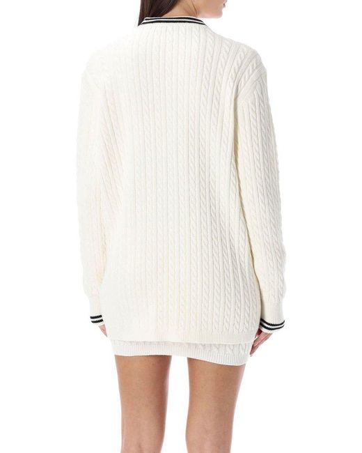 Alessandra Rich White Knitted Cardigan