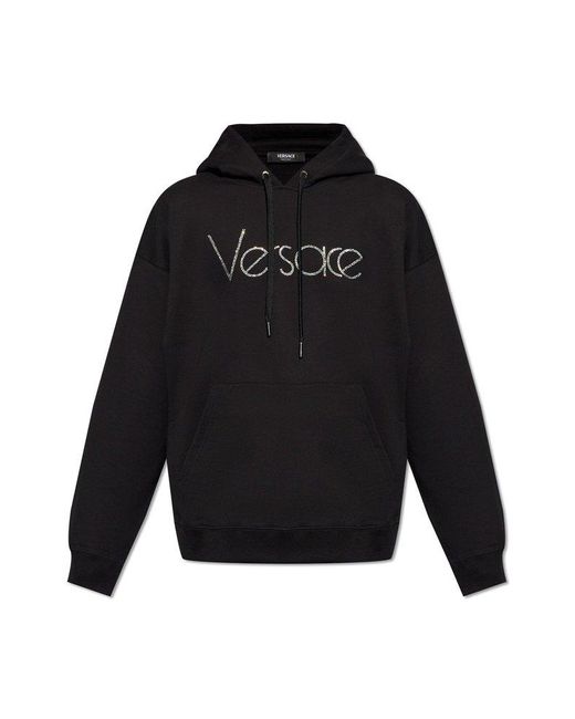 Versace Black Hoodie With Logo, for men