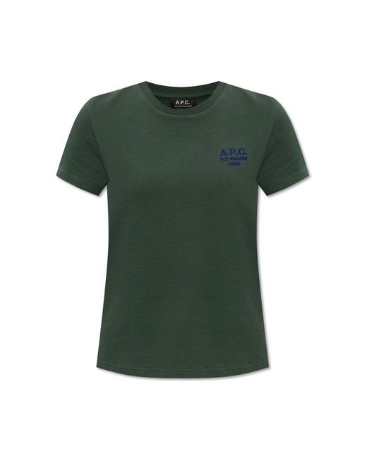 A.P.C. Green ‘Denise’ T-Shirt With Logo