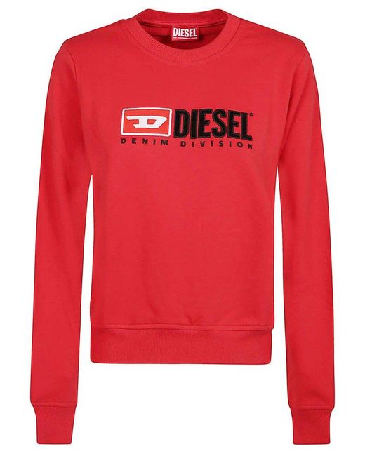 DIESEL Red Chest Logo Rib Trim Sweatshirt