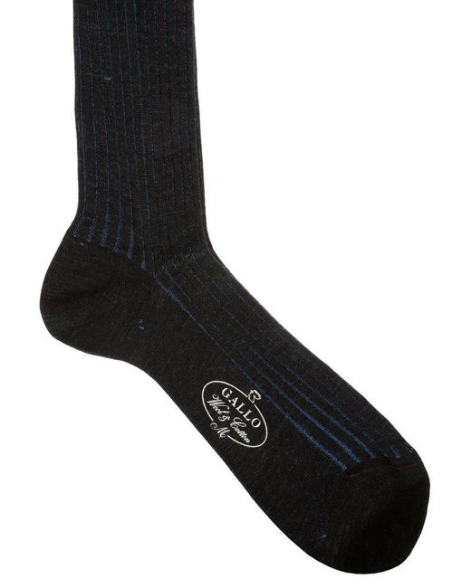 Gallo Black Ribbed Knee-High Socks for men