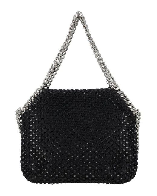 Stella McCartney Black Falabella Crystal Mesh Mini Tote Bag