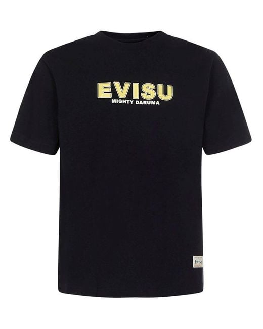 Evisu Black Classic Logo Print Crewneck T-shirt for men