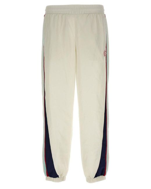 Casablanca White Logo-Patch Straight-Leg Side-Stripe Track Pants for men