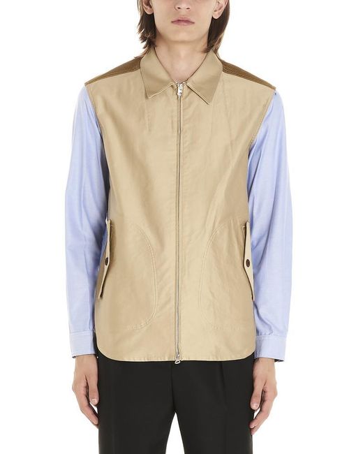 Junya Watanabe Natural Patchwork Zip-front Shirt Jacket for men