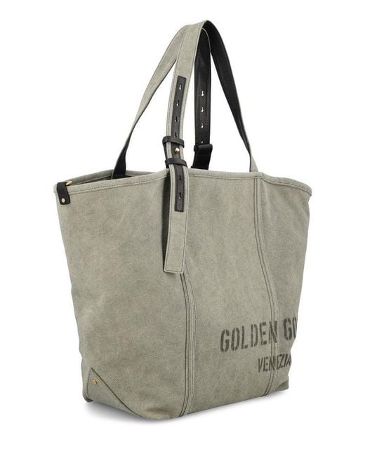 Golden Goose Deluxe Brand Gray Logo Printed Tote Bag