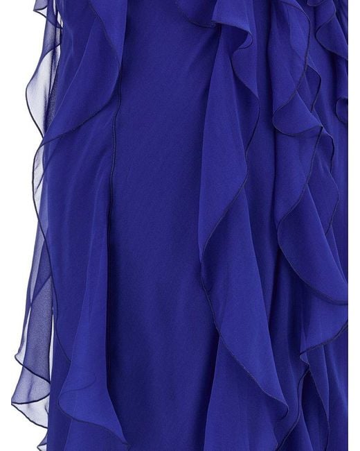 Alberta Ferretti Purple Chiffon Ruffled Maxi Dress