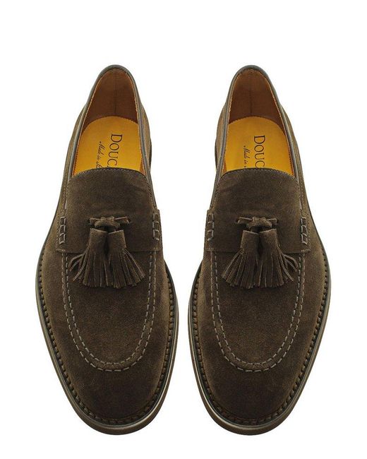 Doucal's Brown Tassel-Detailed Slip-On Loafers for men