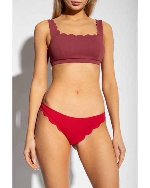 Marysia Swim Red Scalloped Edge Activewear Set