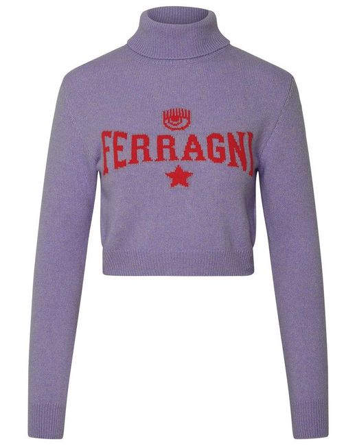 Chiara Ferragni Purple Lilac Cashmere Blend Sweater
