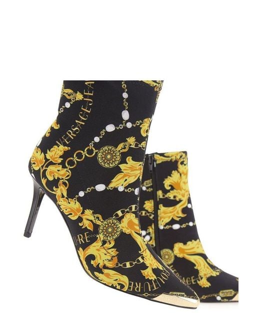 Versace Jeans Couture Baroque Pattern Print Ankle Boots in Black | Lyst