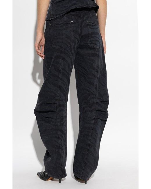 ROTATE BIRGER CHRISTENSEN Blue High-Waist Patterned Pants