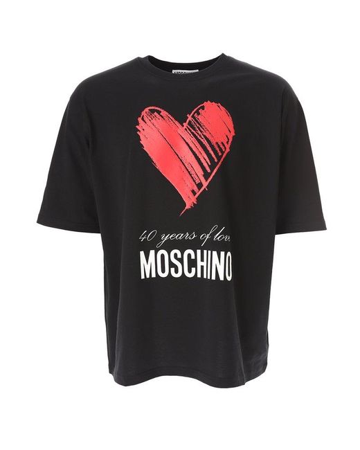 Moschino Black 40 Years Of Love Crewneck T-shirt for men