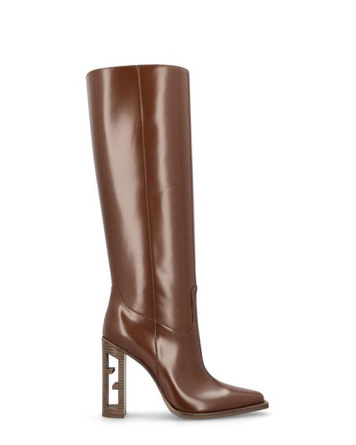Fendi Brown High-heeled Baguette Boots