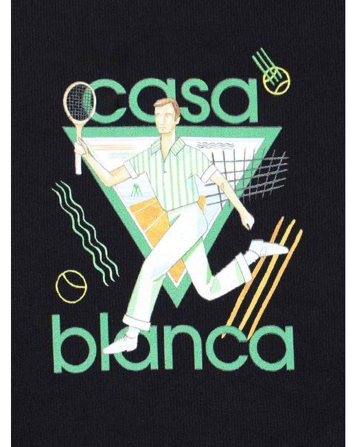Casablancabrand Black Graphic Printed Crewneck T-shirt for men