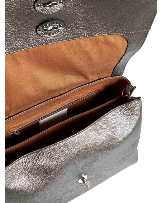 Zanellato Gray Postina Daily Twist-lock Medium Tote Bag