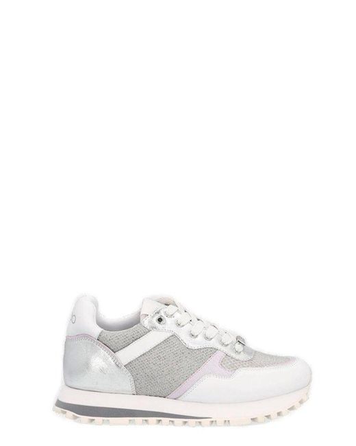 Liu Jo White Embellished Lace-up Sneakers