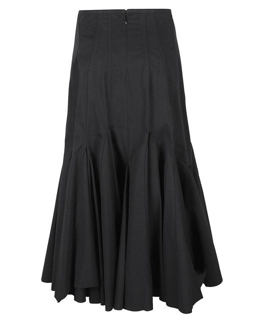 Sportmax Black A-Line Ruffled Midi Skirt