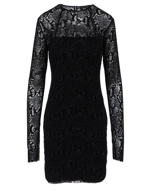 Givenchy Black Mini Dress With Tulle Pattern Dresses