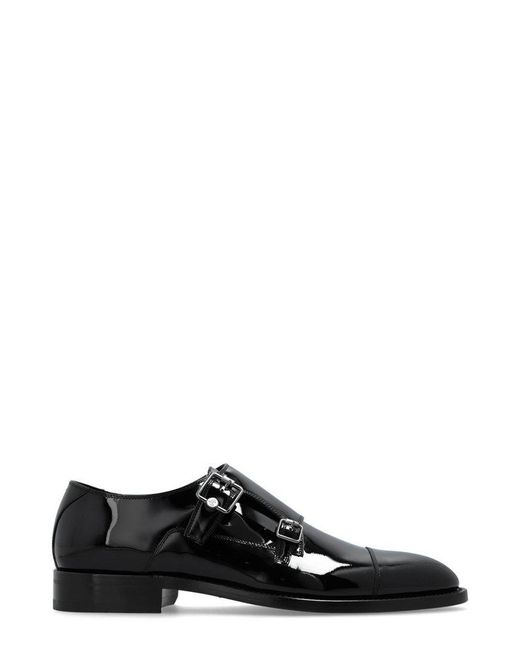 Jimmy Choo Black Finnion Buckle-Detailed Derby Shoes for men