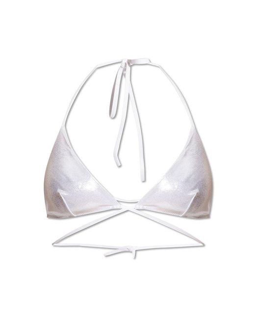 DSquared² White Metallic Effect Bikini Triangle Top