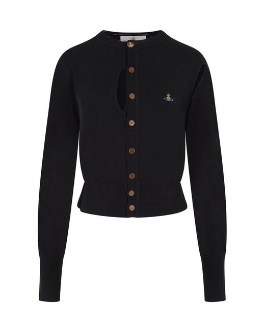 Vivienne Westwood Orb Embroidered Cut-out Cardigan in Black | Lyst