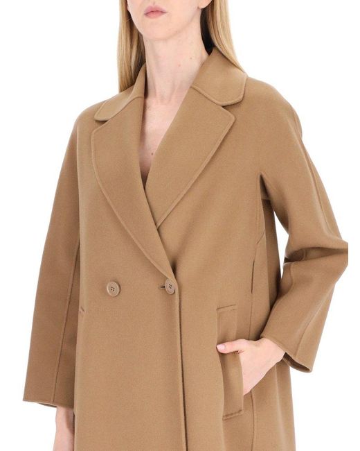 Max Mara Natural Double-breasted Straight Hem Belted Coat
