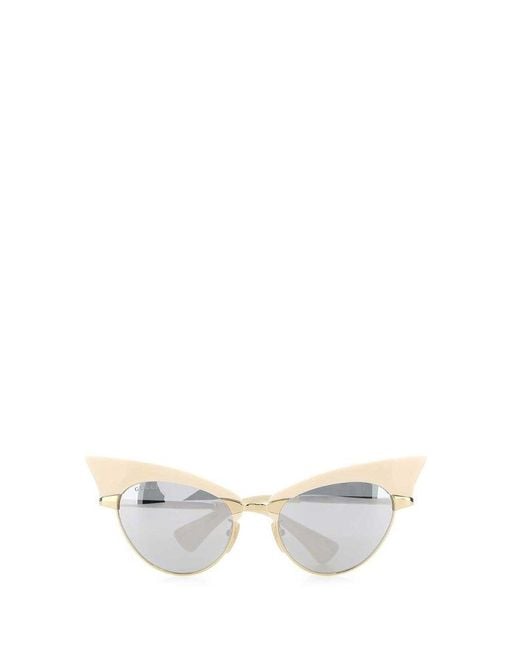 Gucci White Eyewear Interchangeable-rim Cat-eye Frame Sunglasses
