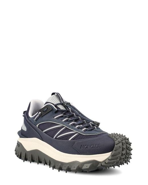 Moncler Blue Round Toe Lace-up Sneakers for men