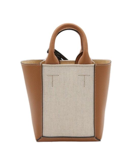 Tod's Brown Logo Pendent Panelled Tote Bag