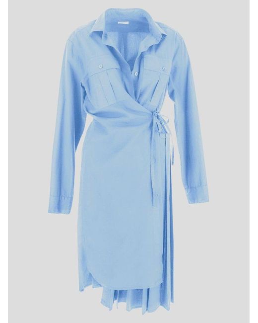 Dries Van Noten Wrap Shirt Dress in Blue | Lyst Canada