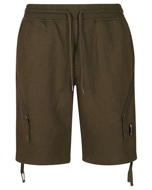 C P Company Green Drawstring Lens-detailed Shorts for men
