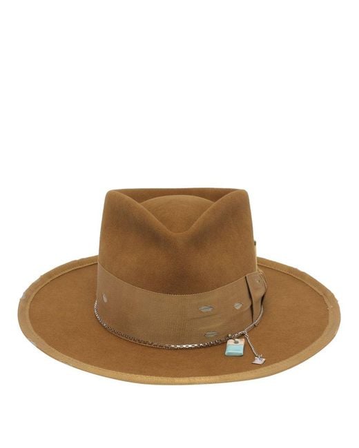 Nick Fouquet Brown Cote Sauvage Ston Embellished Distressed Bucket Hat for men