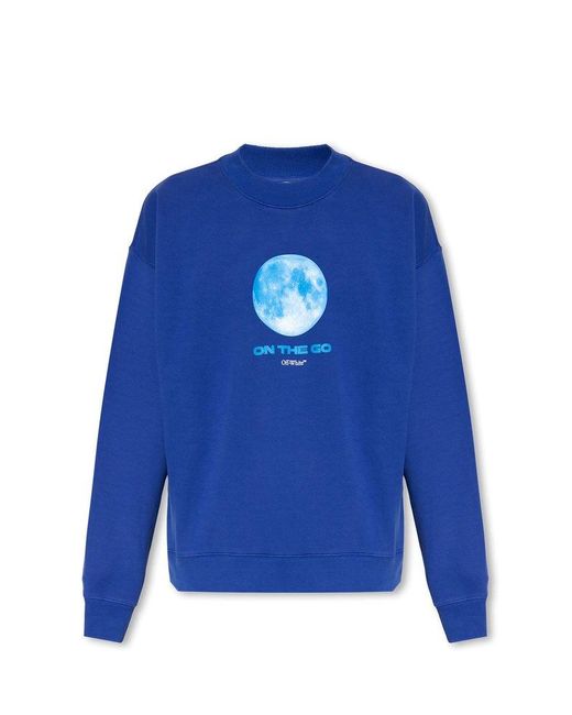 Off-White c/o Virgil Abloh Blue Logo Printed Crewneck Sweatshirt for men