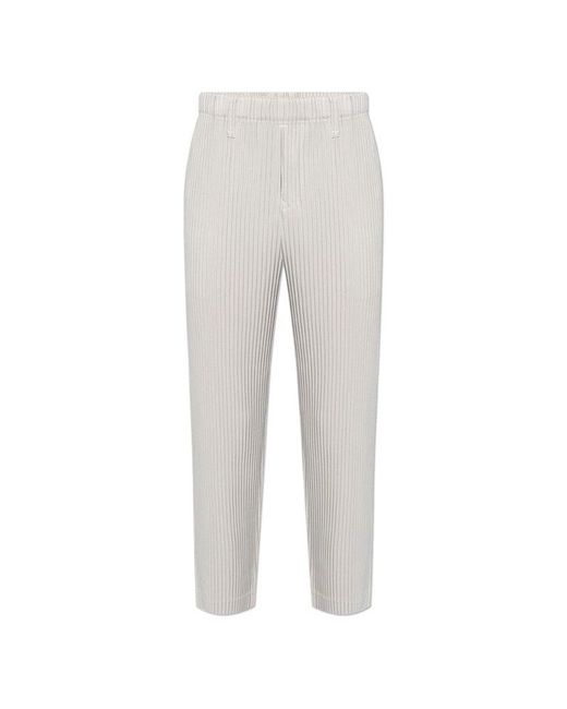 Homme Plissé Issey Miyake White Pleated Straight-leg Trousers for men