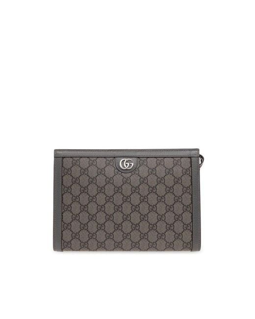 Gucci Gray Ophidia Logo Plaque Clutch Bag for men