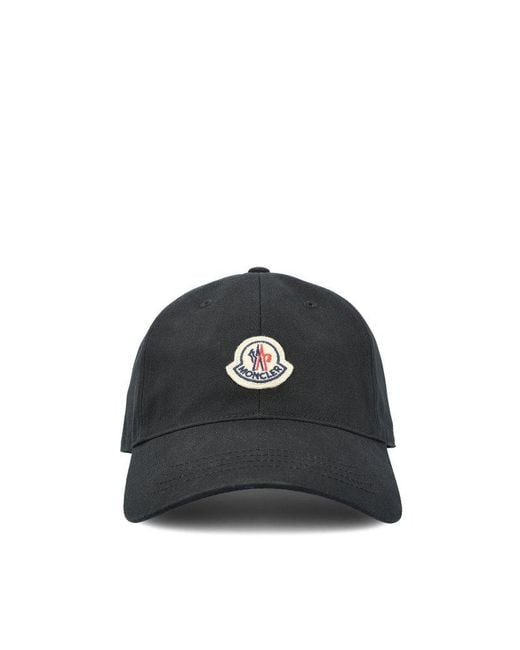 Moncler Black Gabardine Logo Patch Baseball Cap for men