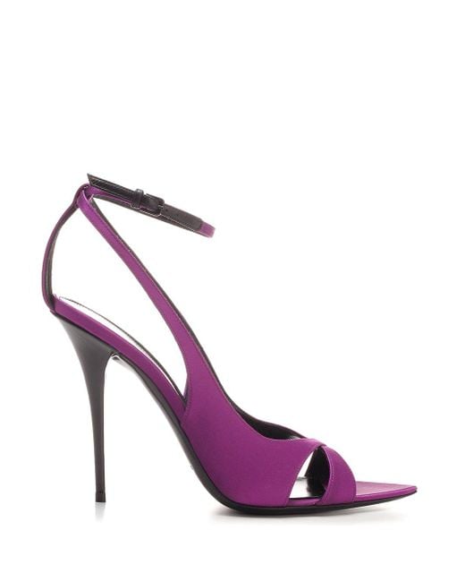 Saint Laurent Purple Topsi Ankle Strap Sandals