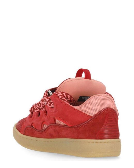 Lanvin Red Curb Lace-up Sneakers